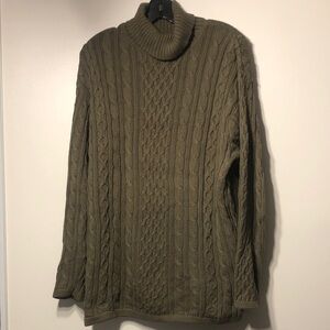 Olive Cable-Knit Turtleneck Sweater for Women